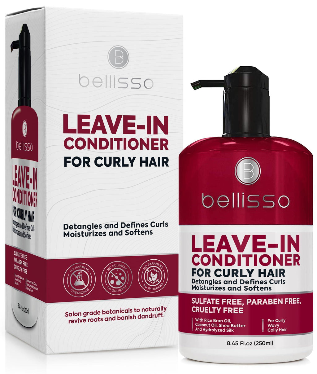 Leave in Conditioner for Curly Hair   Frizz Control for Women and Men   Restores Dry Damaged and Wavy Hair   Detangler Cream and Sulfate Free Anti Static Moisturizer Treatment with Shea Butter