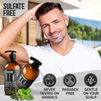 Mens Shampoo and Conditioner Set   Sulfate Free Strengthening and Thickening Formula for Fuller Hair   Helps with Thinning Hair   Formulated for Men   16 Fl Oz (Set of 2)