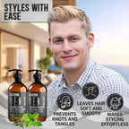 Mens Shampoo and Conditioner Set   Sulfate Free Strengthening and Thickening Formula for Fuller Hair   Helps with Thinning Hair   Formulated for Men   16 Fl Oz (Set of 2)