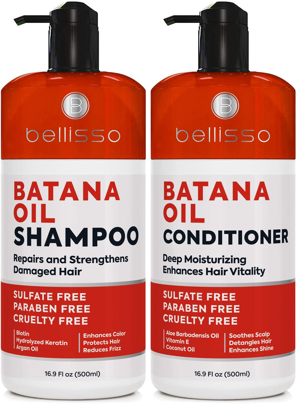 Batana Oil Shampoo and Conditioner Set   Thickening Hair Products for Women and Men   For Strengthening and Volumizing Fine and Thinning Hair   Sulfate Free with Biotin and Keratin for a Fuller Look