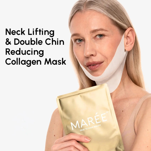 Maree 24K Gold V-Line Lifting Mask – Jawline & Double Chin Mask with Collagen & Retinol, 20 PCS Maree