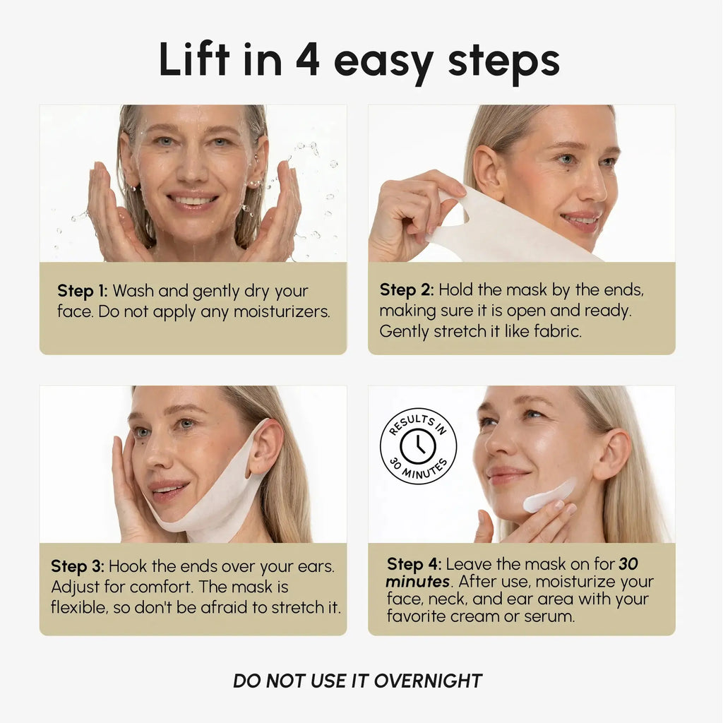Maree 24K Gold V-Line Lifting Mask – Jawline & Double Chin Mask with Collagen & Retinol, 20 PCS Maree