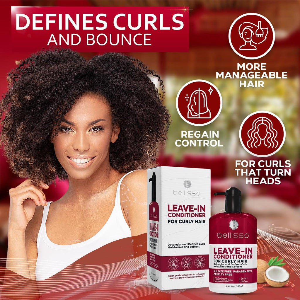 Leave in Conditioner for Curly Hair   Frizz Control for Women and Men   Restores Dry Damaged and Wavy Hair   Detangler Cream and Sulfate Free Anti Static Moisturizer Treatment with Shea Butter