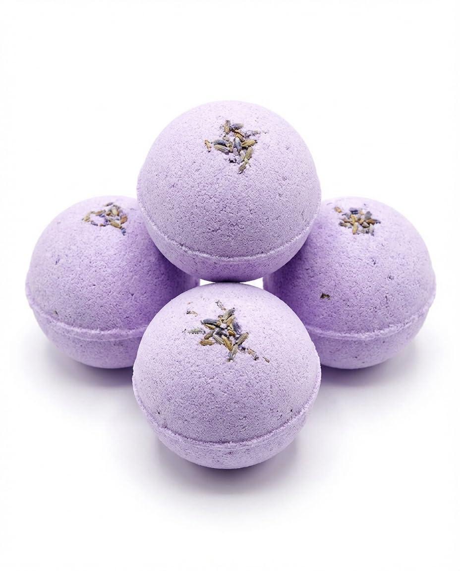 Bath Bombs Gift Set   Large 8 oz Fizzy Moisturizing Spa Bath Bombs Relaxing Aromas Gift Ready   4 Pack Lavender